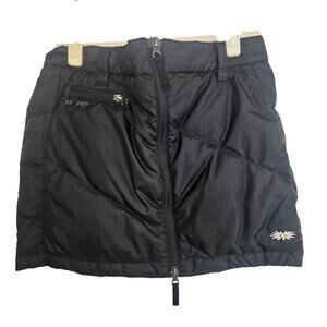 Skhoop Womens Duck Down Quilted Puffer Mini Skirt M Insulated Zip Front Winter